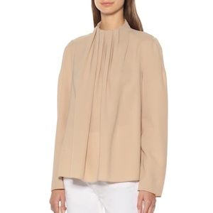 Tibi Esme Pleated Crepe Top
